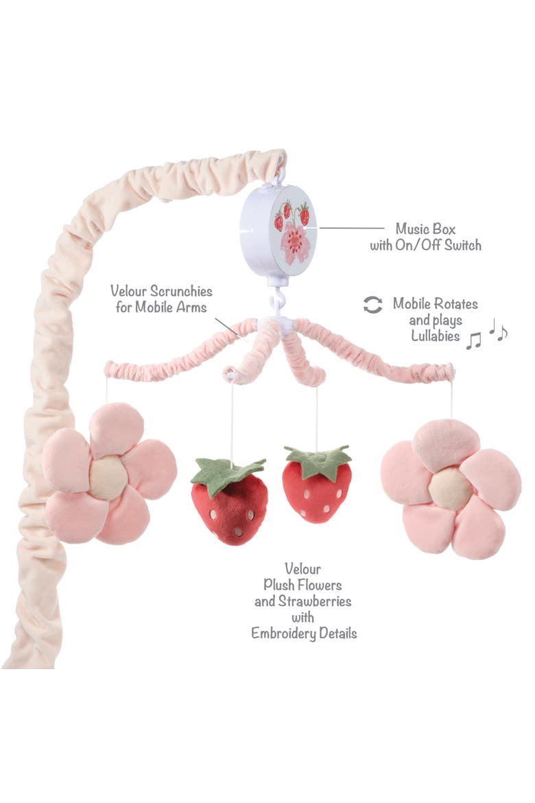 Flower Power Strawberry Musical Baby Crib Mobile Soother Toy, Alternate, color, Pink