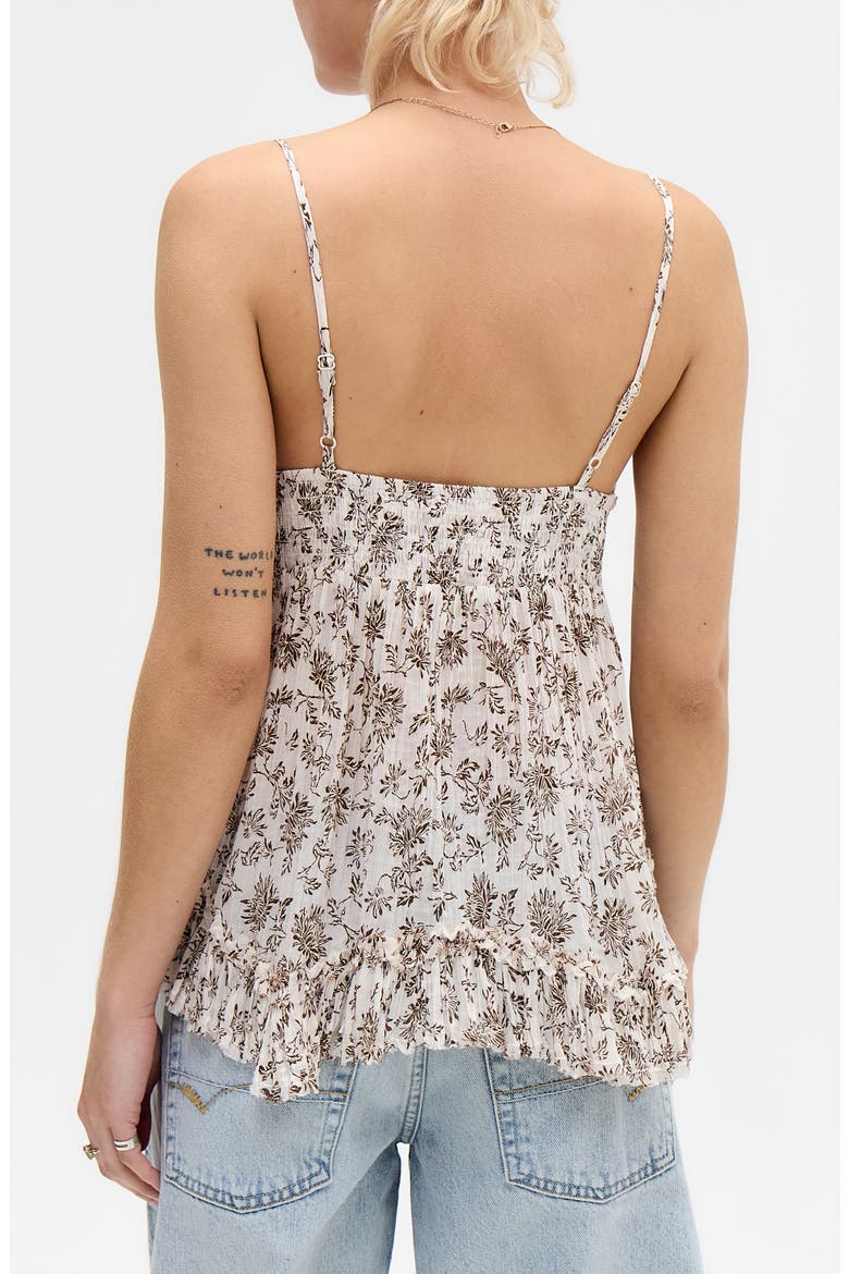 Clara Mix Print Ruffle Trim Top, Alternate, color, WHITE