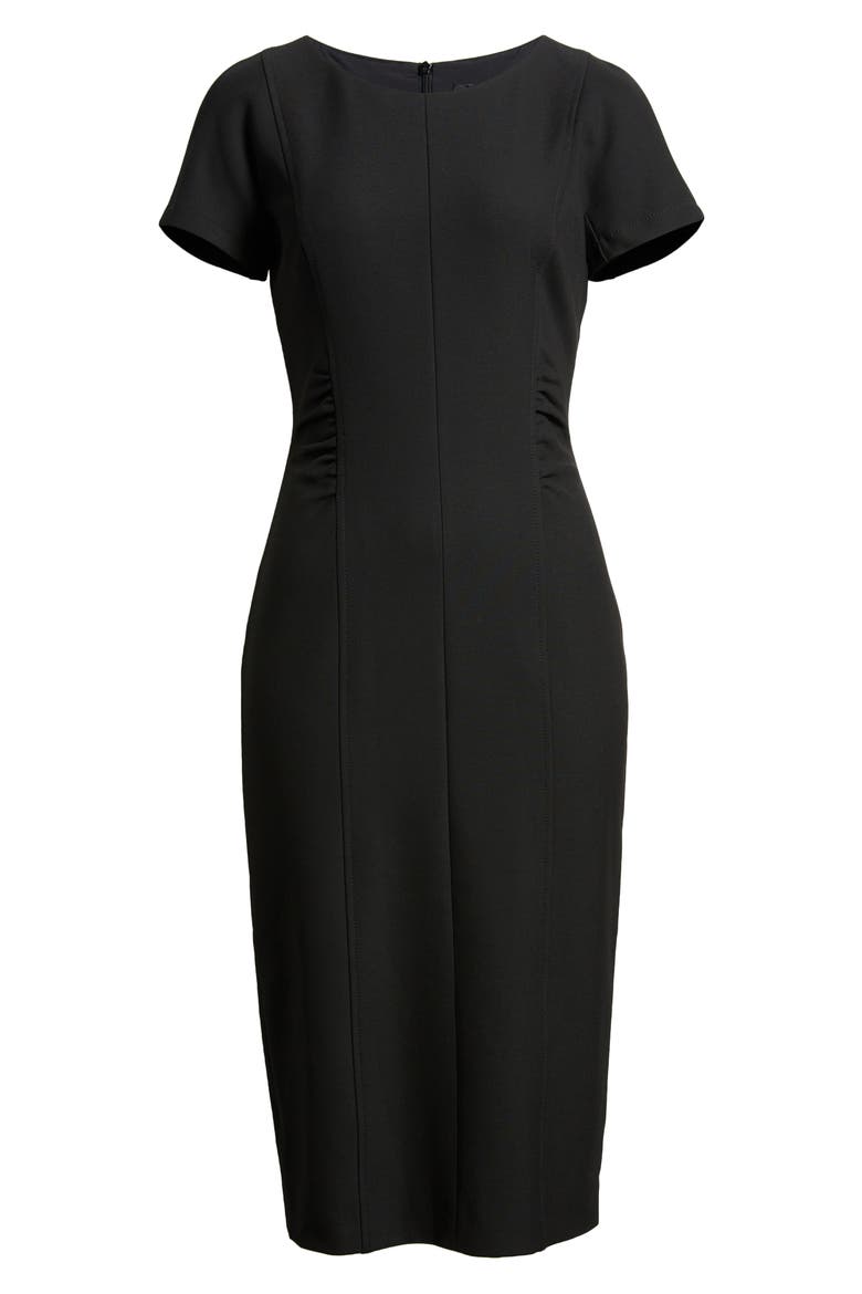 Dakela Ruched Sheath Dress, Alternate, color, BLACK