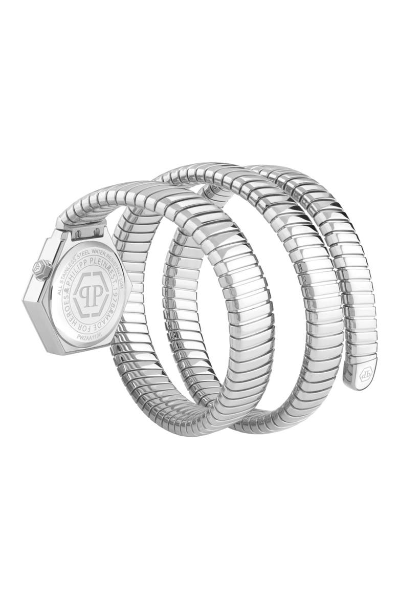 $nake Hexagon Spiral Bracelet Watch, 24mm, Alternate, color, STAINLESS STEEL