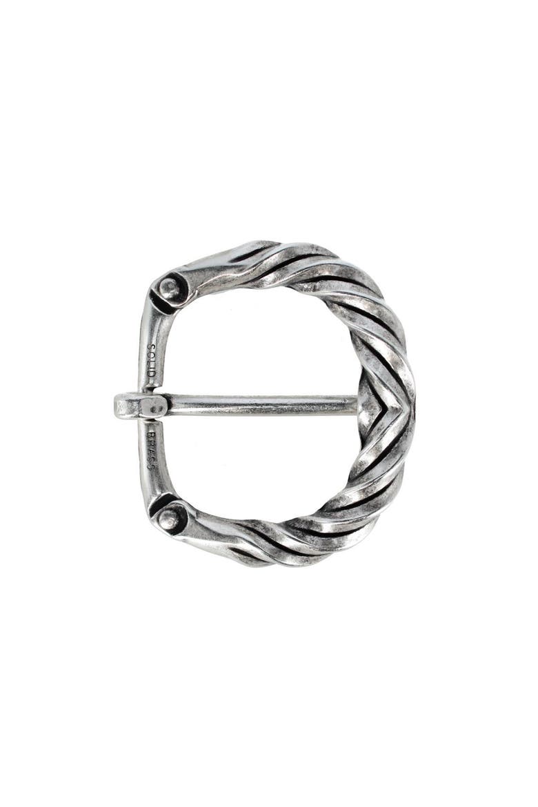 40mm Italian Solid Brass Twisted Patterned Harness Belt Buckle, Alternate, color, English Silver