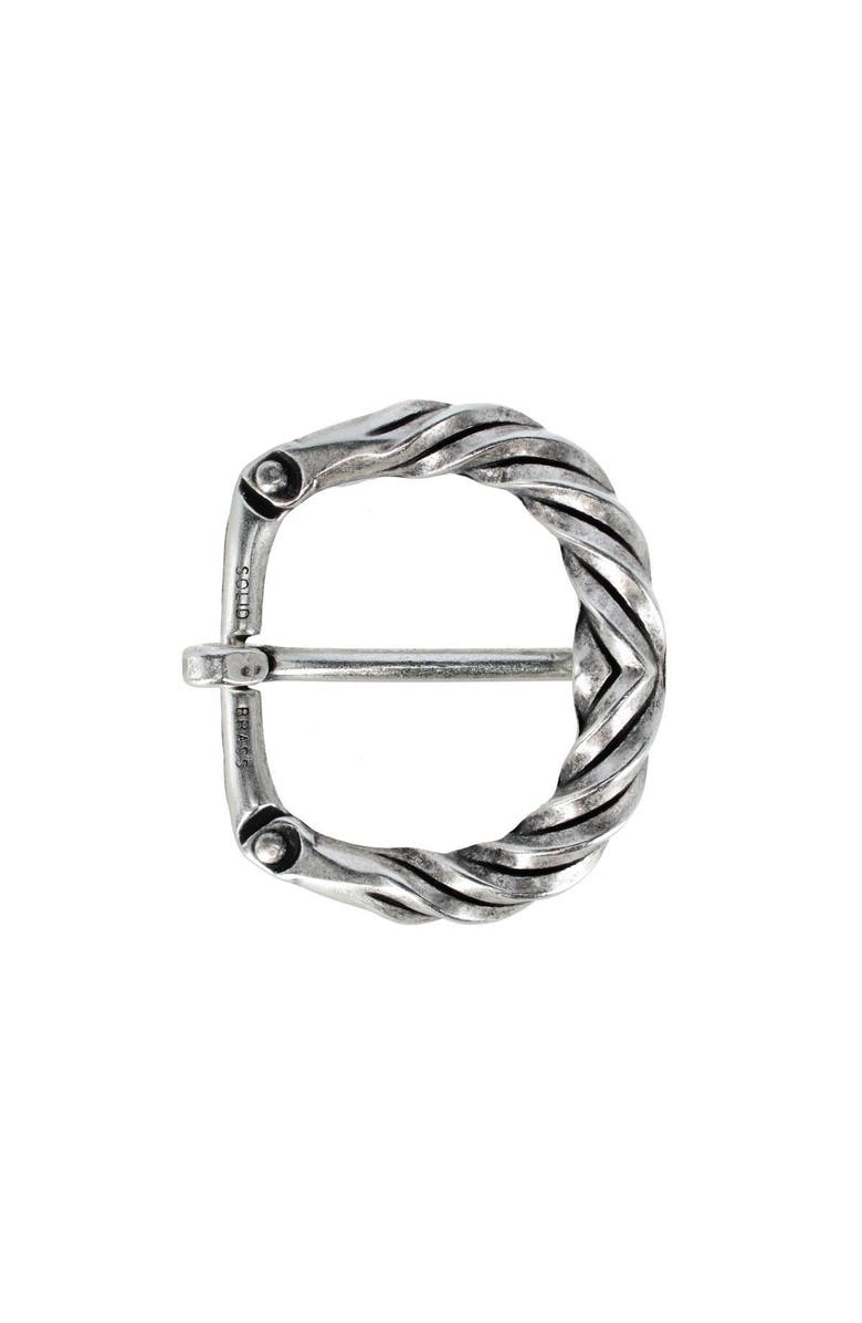 Trafalgar 40mm Italian Solid Brass Twisted Patterned Harness Belt Buckle, Alternate, color, English Silver