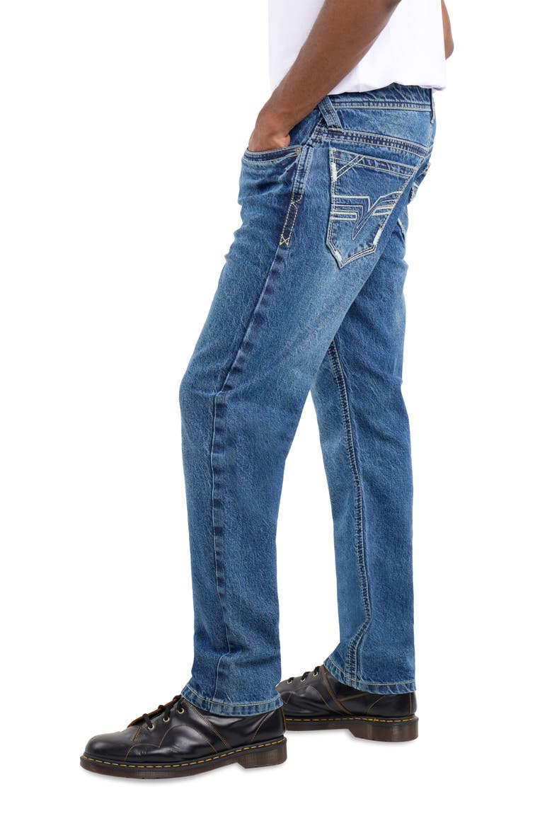 Saddle Stitch Relaxed Straight Leg Jeans, Alternate, color, MEDIUM BLUE