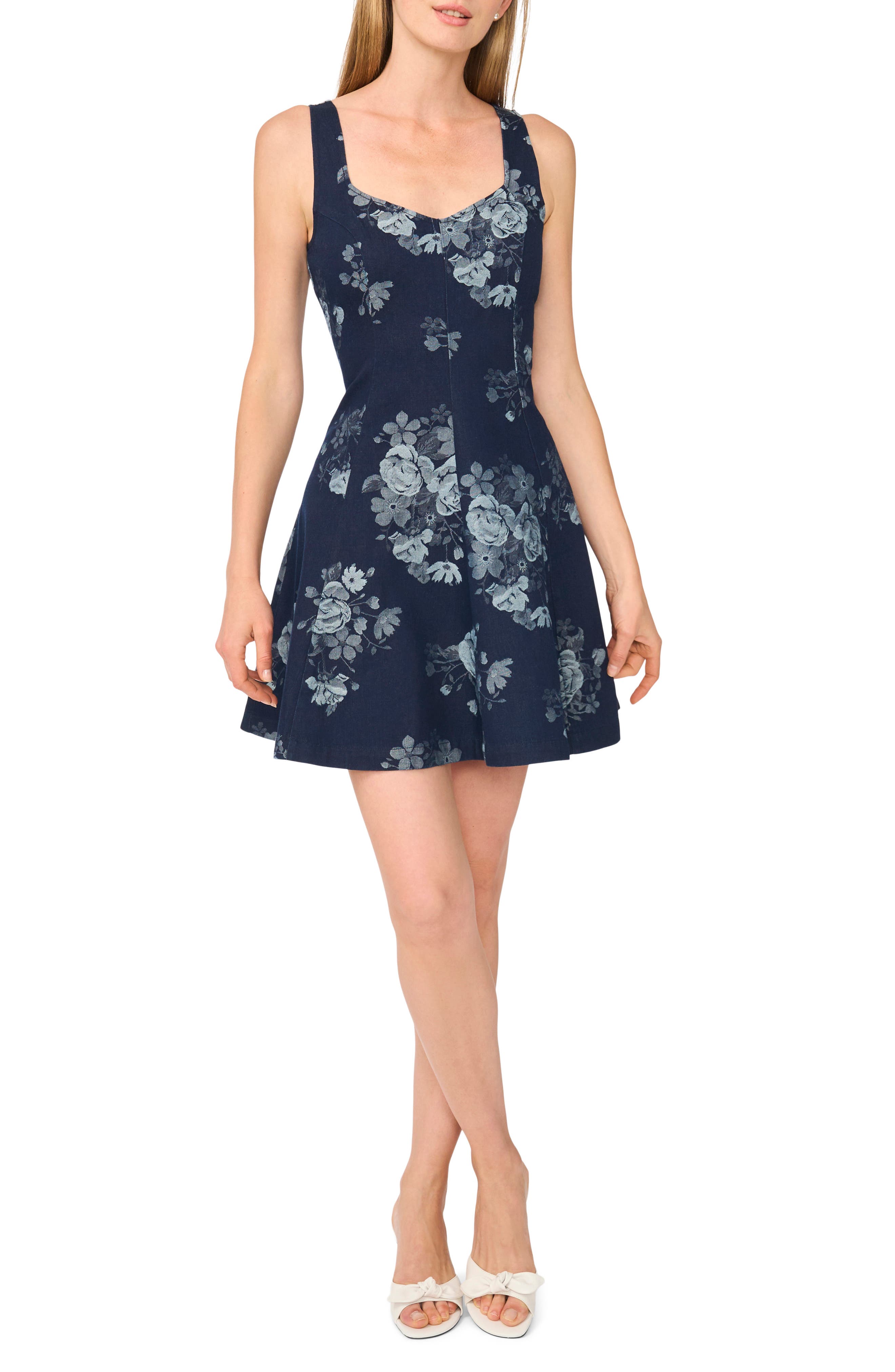 Square Neck Denim Minidress