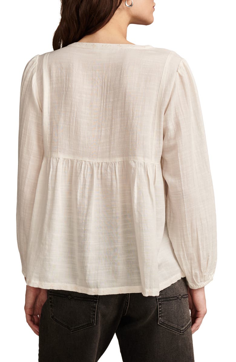 Lucky Brand Embroidered Long Sleeve Peasant Top, Alternate, color,