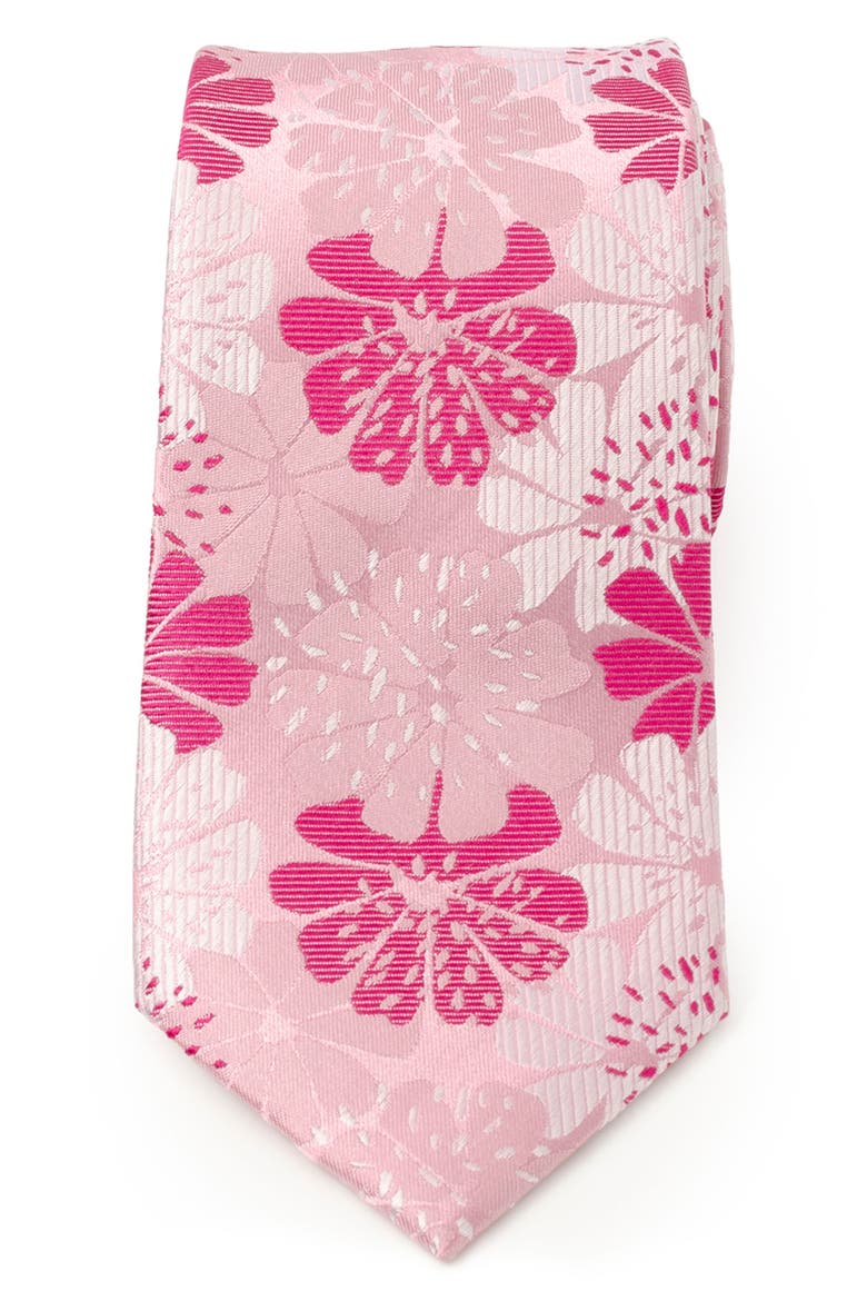 Pink Floral Silk Tie, Main, color, PINK