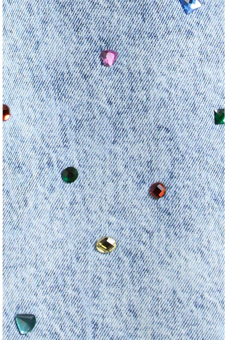Kids' Bejeweled Wide Leg Jeans, Alternate, color, LIGHT INDIGO MULTI JEWEL