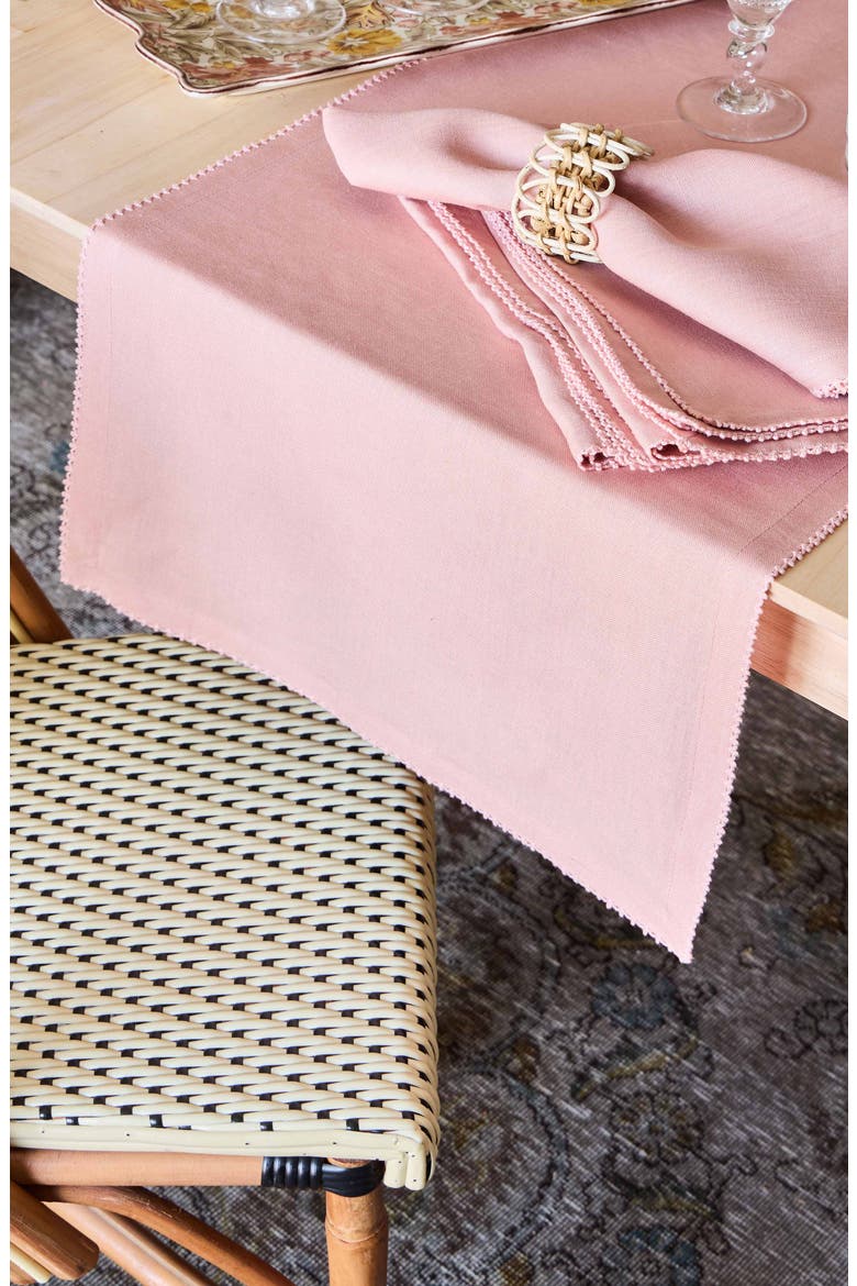 Berry Scallop Linen Table Runner, Alternate, color, PINK