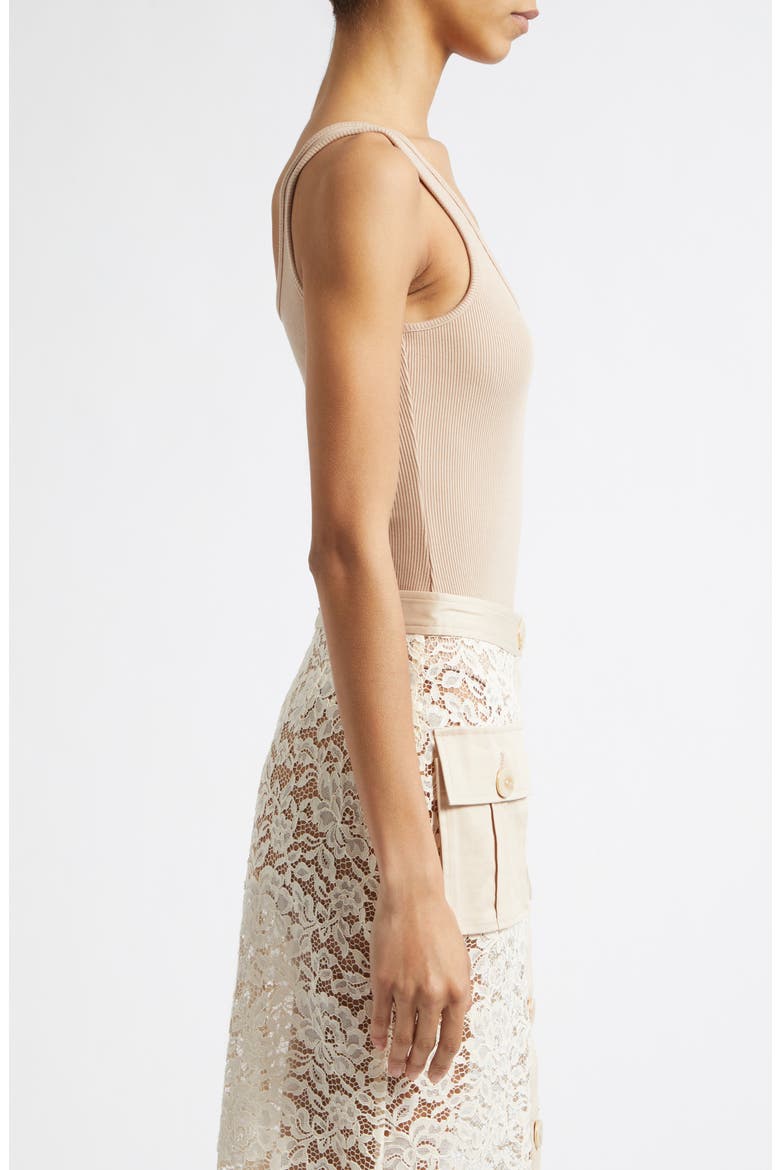 Nica Scoop Neck Tank Bodysuit, Alternate, color, CAPPUCCINO