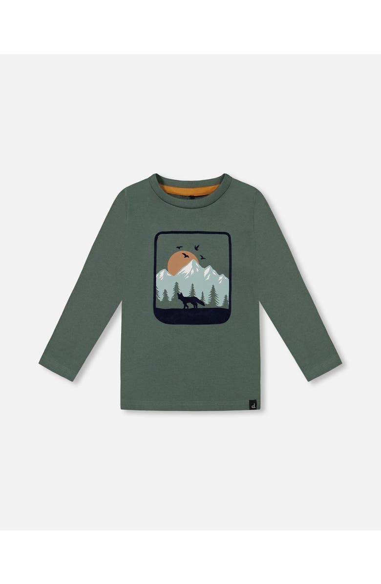 Deux par Deux Little Boy's T-Shirt With Print Forest Green, Main, color, 