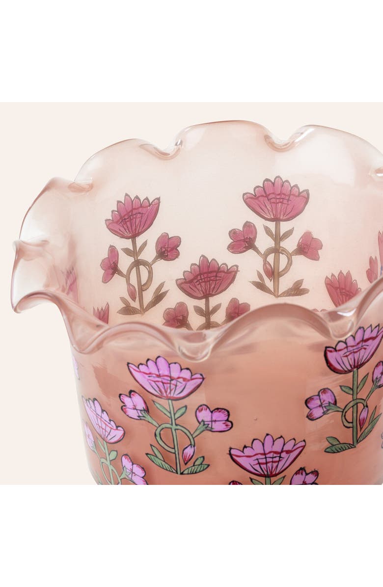 Zsa Zsa Zsu Aravali Hand Painted Glass Decorative Object 7X7X5 In, Alternate, color, Pink