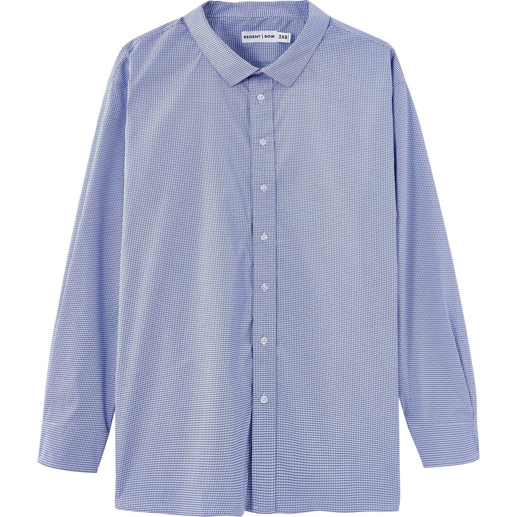 Regent Row Big And Tall Stanton Shirt Long Sleeve Button Down In Blue-microcheck