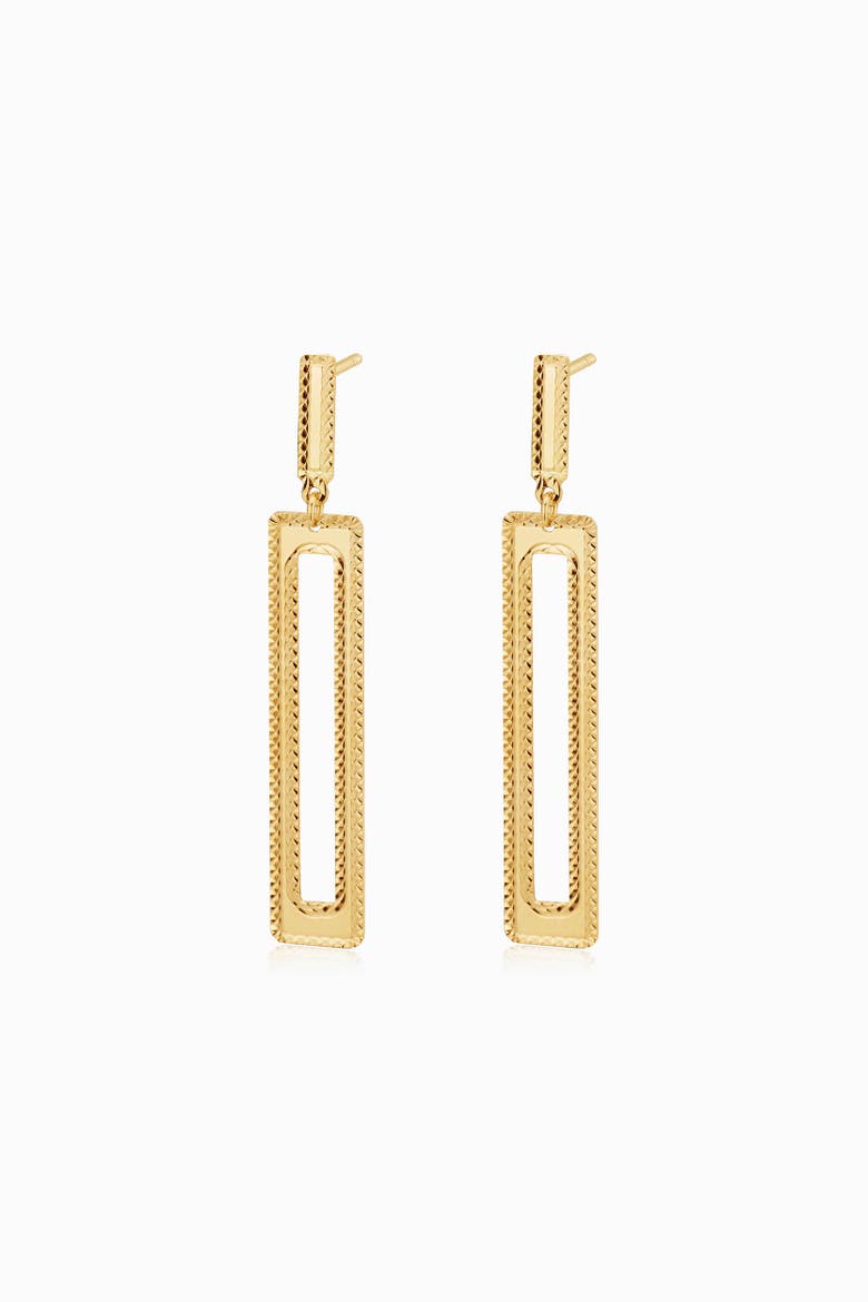 14K Gold Frame Drop Earrings, Main, color, Yellow Gold