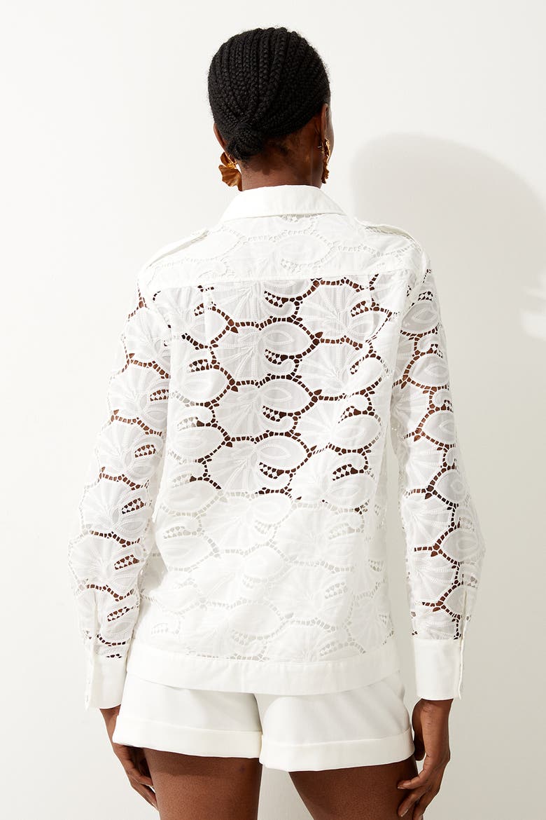 Cotton Cutwork Woven Shirt, Alternate, color, White