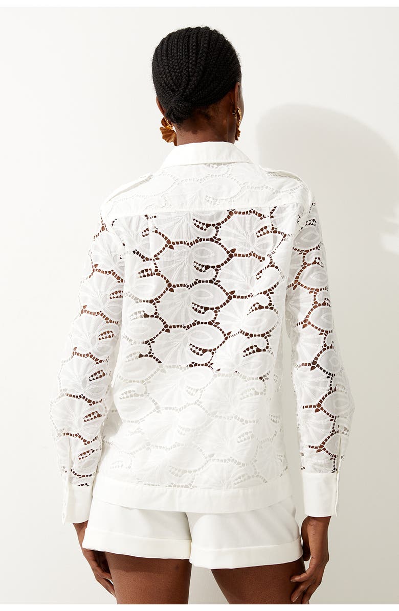 Karen Millen Cotton Cutwork Woven Shirt, Alternate, color, White