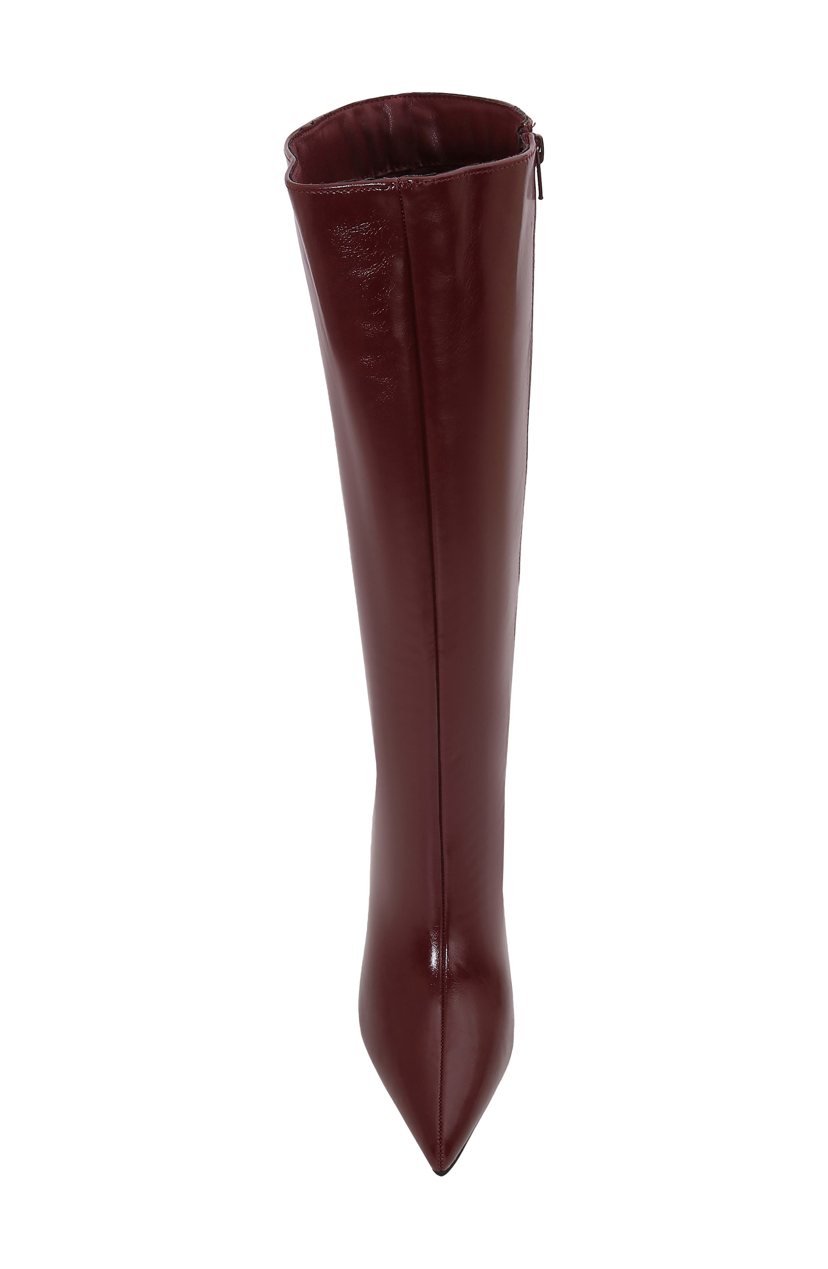 Babs Stiletto Knee High Faux Leather Boot, Alternate, color, WINE