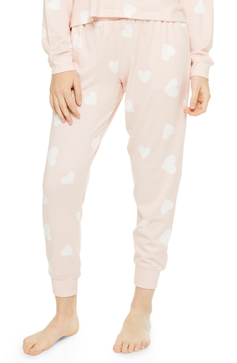 Topshop Supersoft Heart Print Knit Joggers, Main, color, 