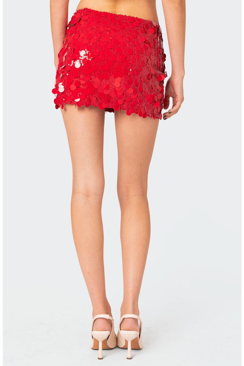Sabina Low Rise Sequin Miniskirt, Alternate, color, RED