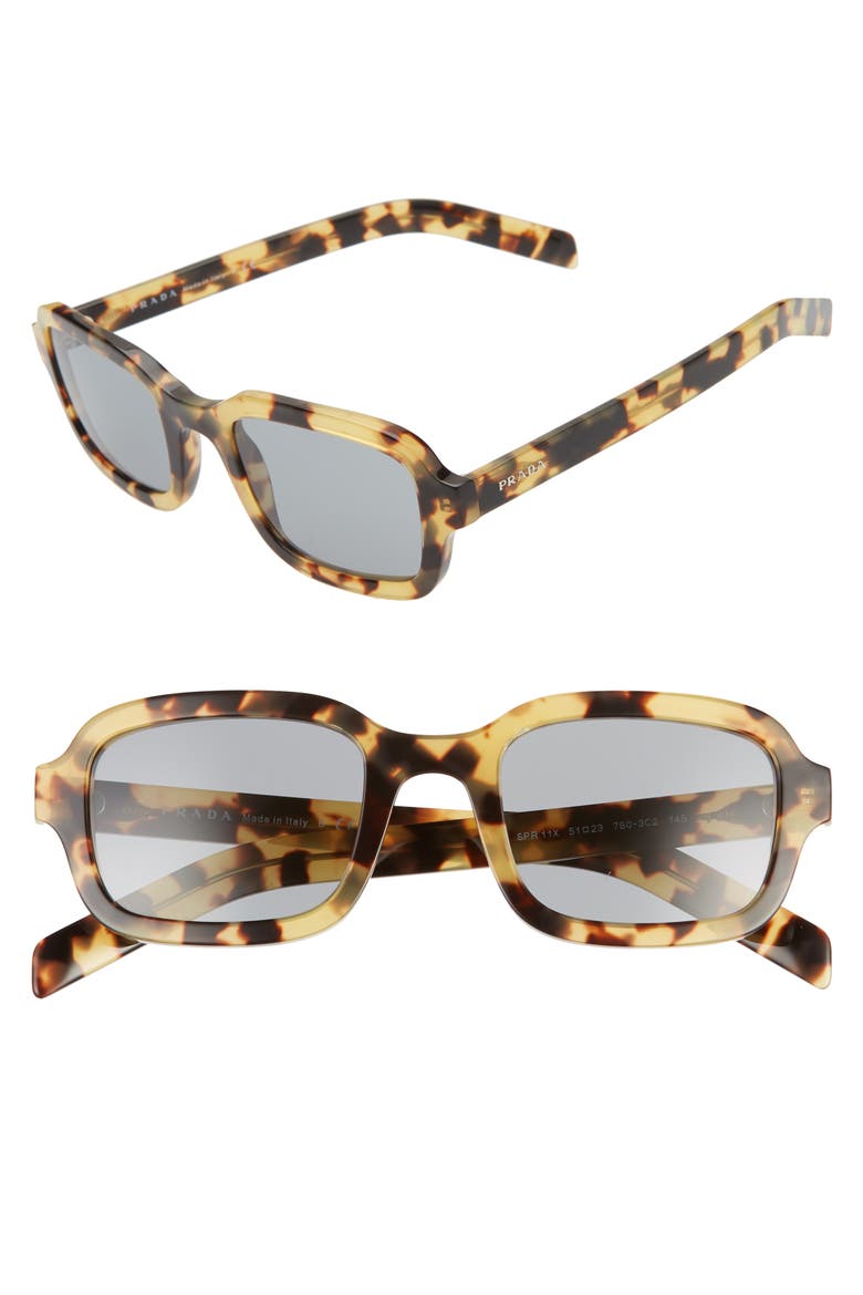 51mm Rectangle Sunglasses, Main, color, BROWN/ GREY