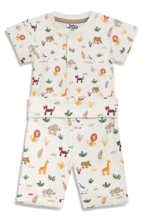 JOJO MAMAN BÉBÉ JOJO MAMAN BEBE SAFARI PRINT RIBBED BODYSUIT & SHORTS SET