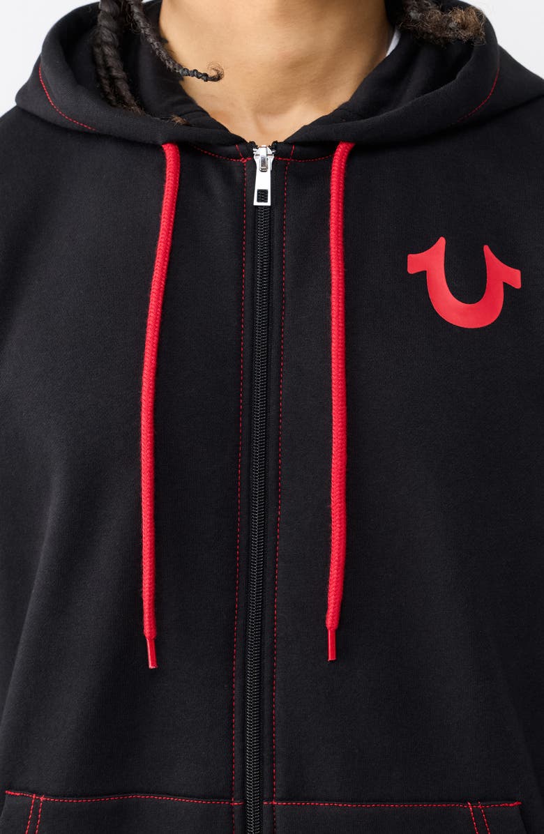 True Religion Contrast Stitching Zip Hoodie, Alternate, color, 