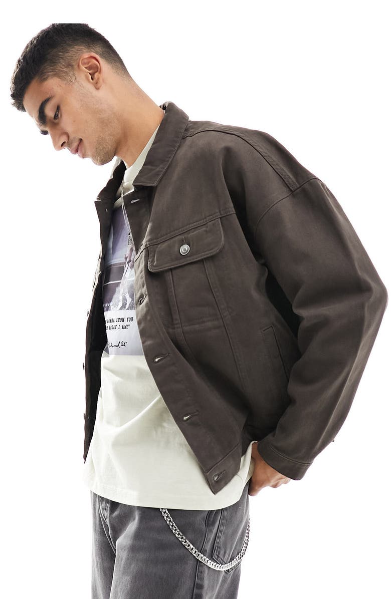 ASOS DESIGN Oversize Western Trucker Jacket, Main, color,