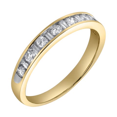 Cosmos 14K Gold Round Diamond Studded Band Ring - 0.52cts
