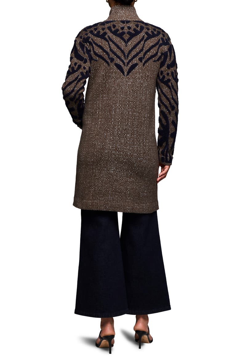 Tufted Detail Double Knit Coat, Alternate, color, BROWN MULTI