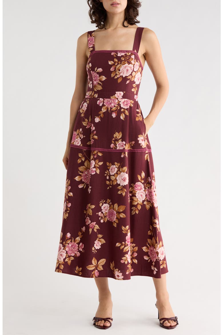 Sleeveless Midi Dress, Main, color, BURGUNDY