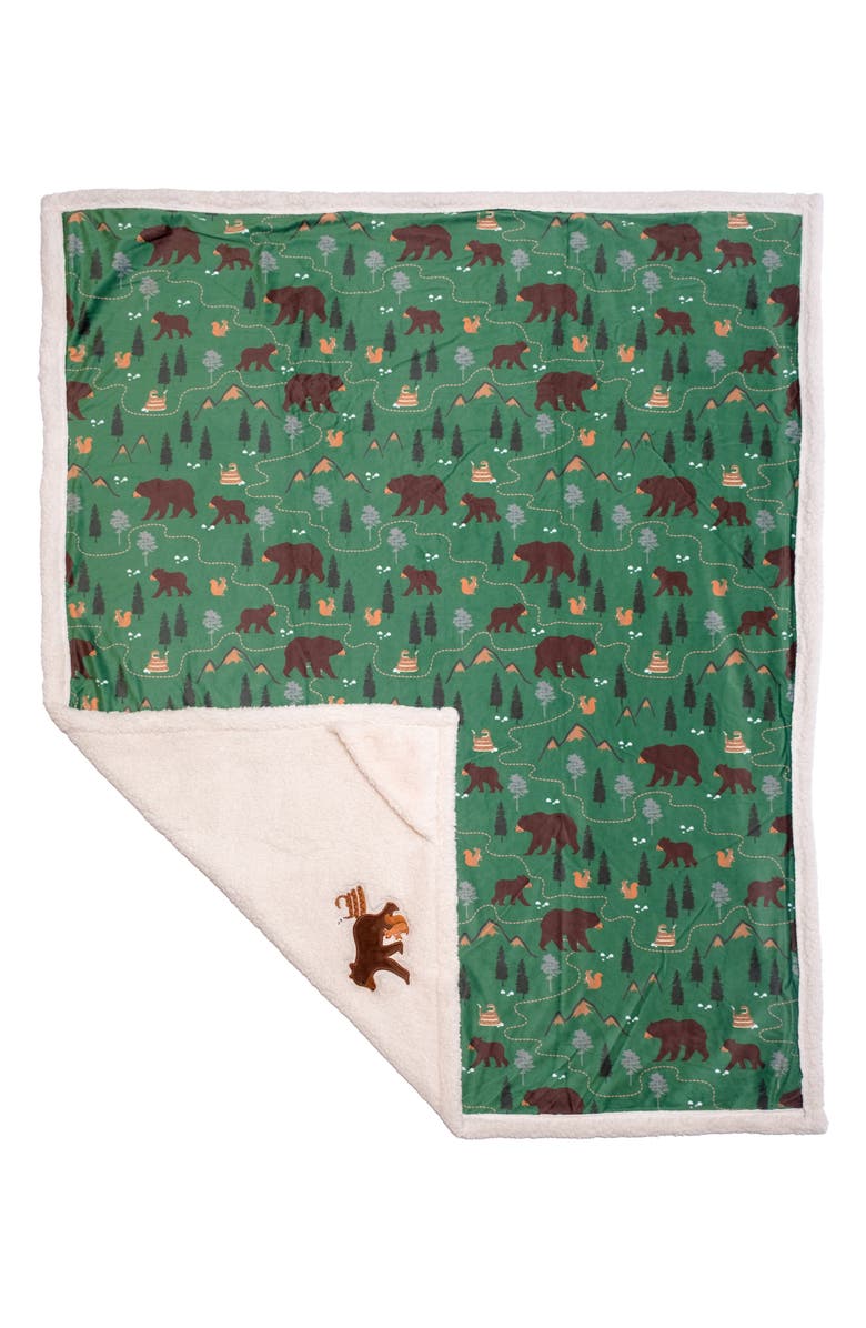 mimish Camping Trails Reversible Fleece Baby Blanket, Alternate, color, Coconut