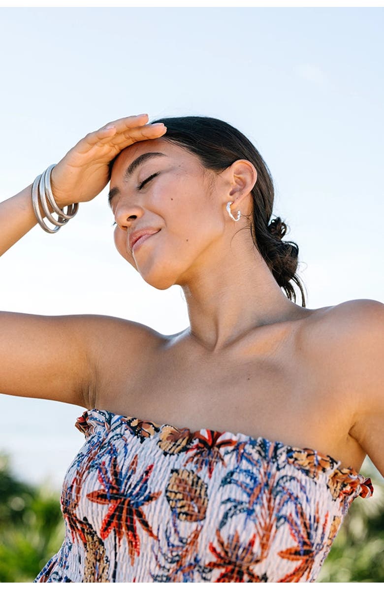 Noonday Collection Molten Metal Hoops, Alternate, color, Silver