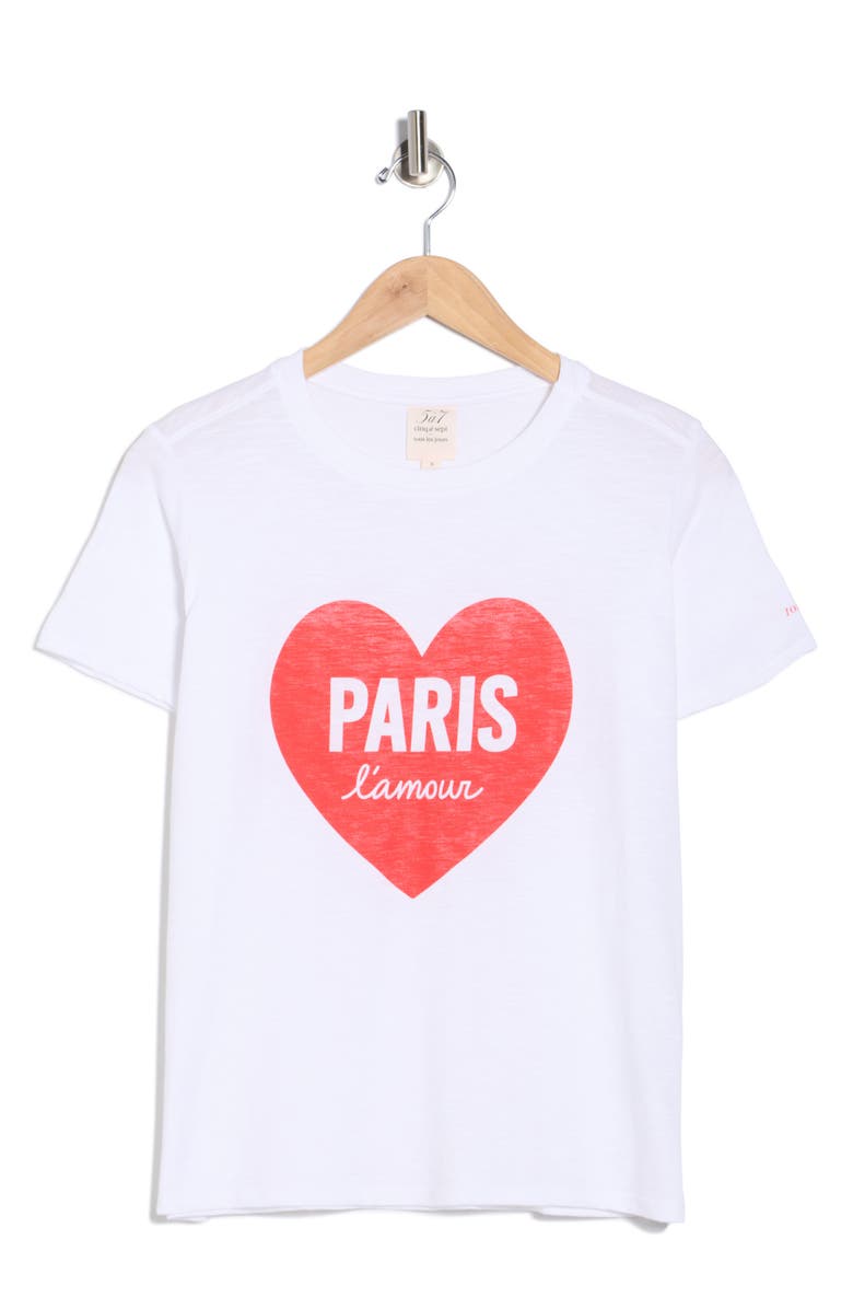 Cinq à Sept Paris L'Amour Heart Cotton Graphic T-Shirt, Alternate, color, 