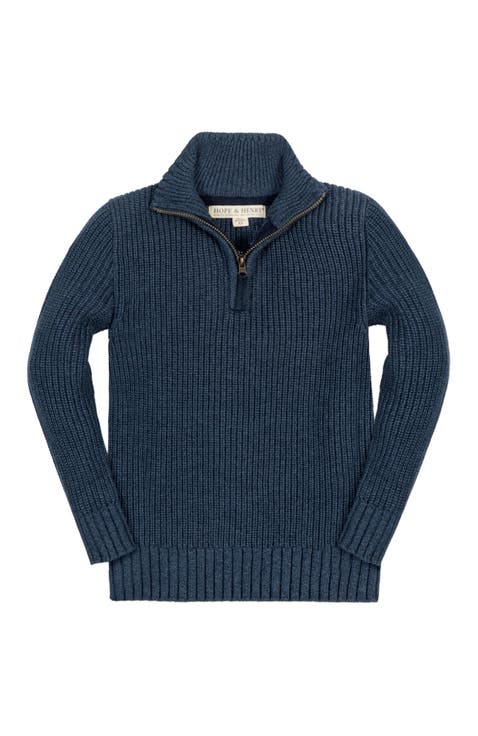 Boys' Organic Half Zip Sweater, Kids