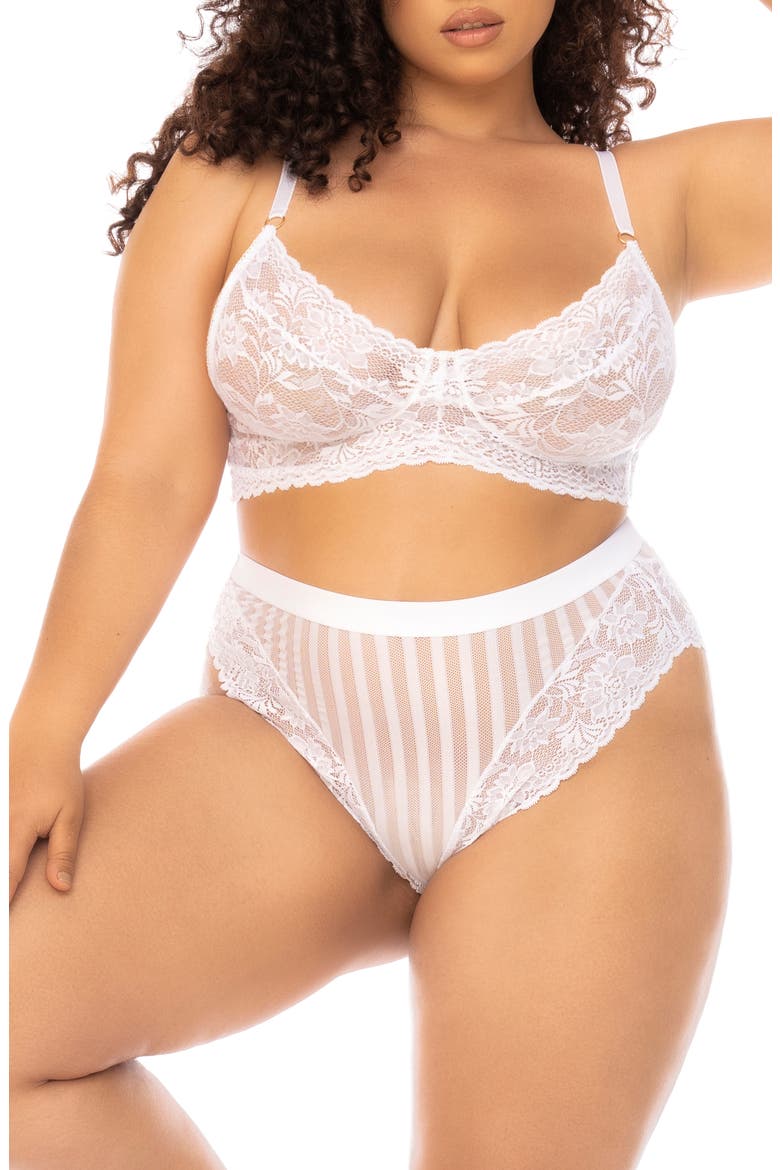 Lace Underwire Bra & Panties Set, Main, color, WHITE