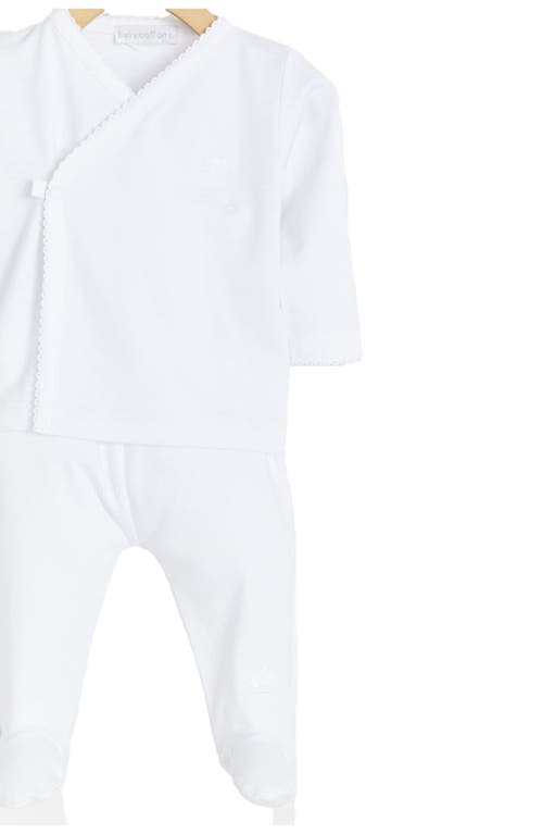 Shop Babycottons Logo Kimono & Pants Set In White