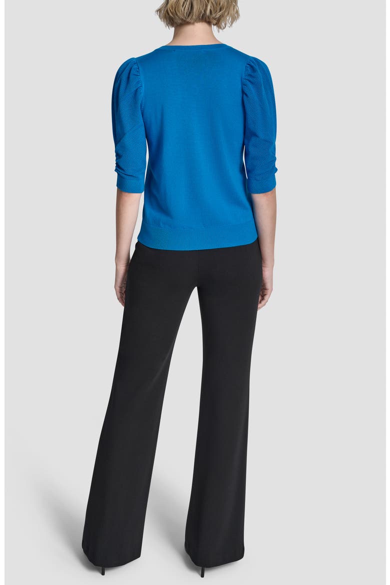 Puff Sleeve V-Neck Sweater, Alternate, color, OCEAN BLUE