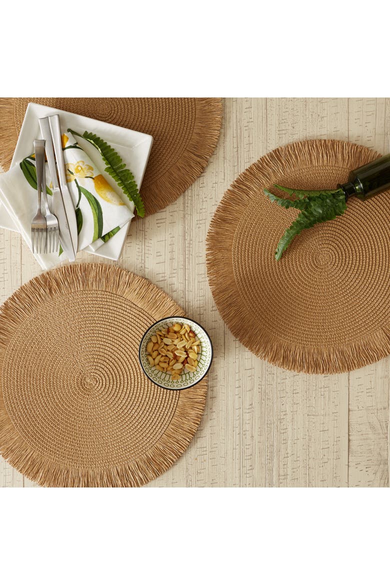 Natural Fringe Woven Round Placemat Set/6, Alternate, color, Natural