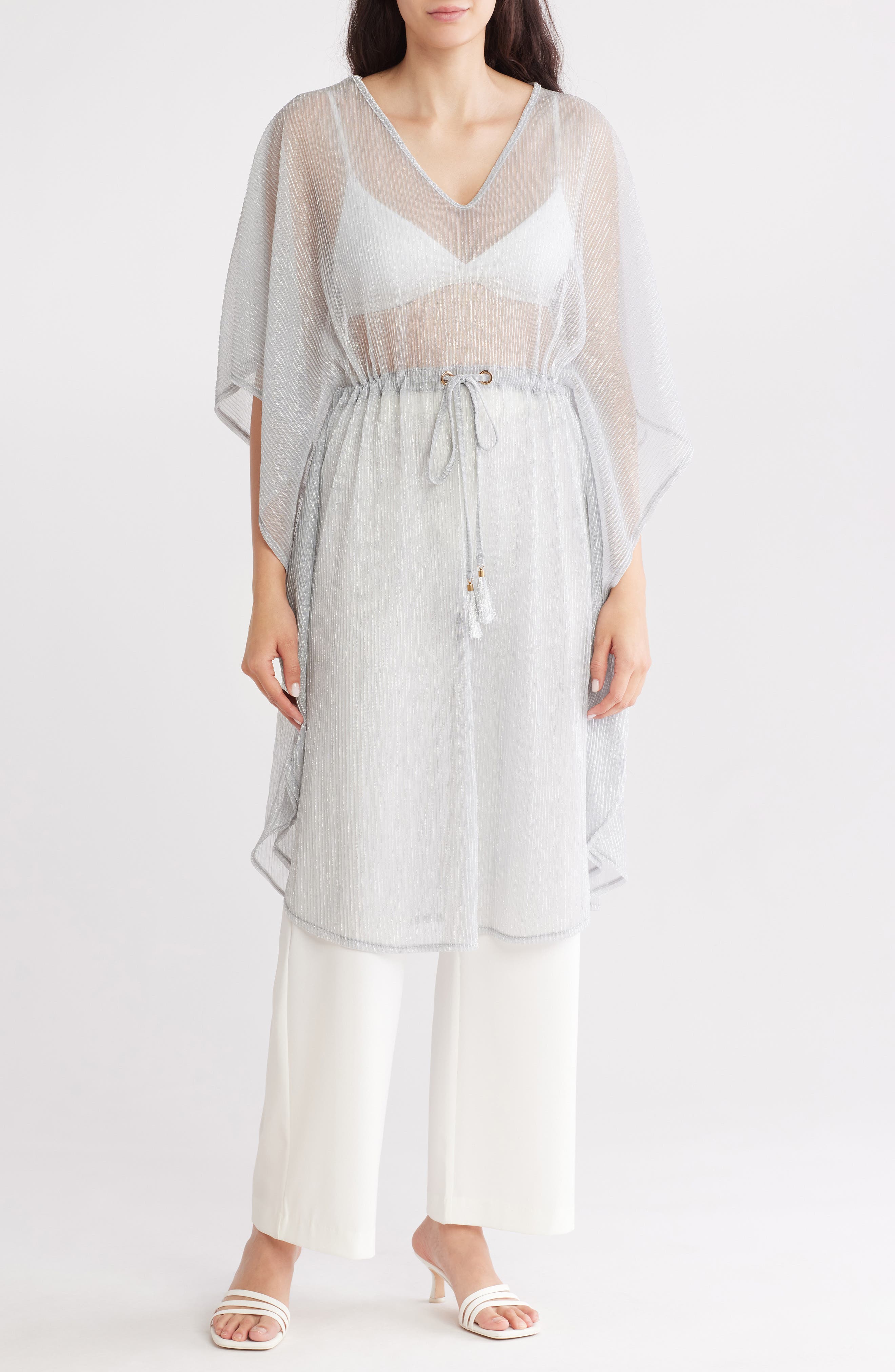 AREA STARS Metallic Drawstring Waist Poncho