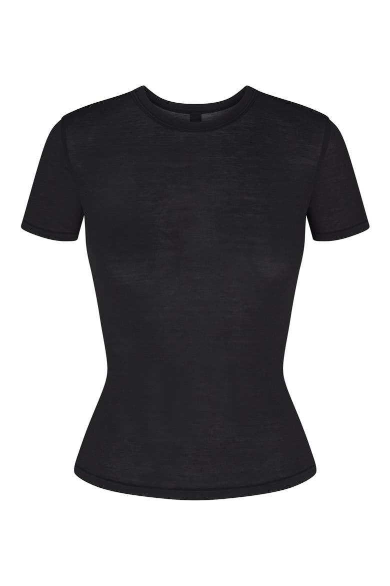 Sheer Modal Long T-Shirt, Alternate, color, ONYX