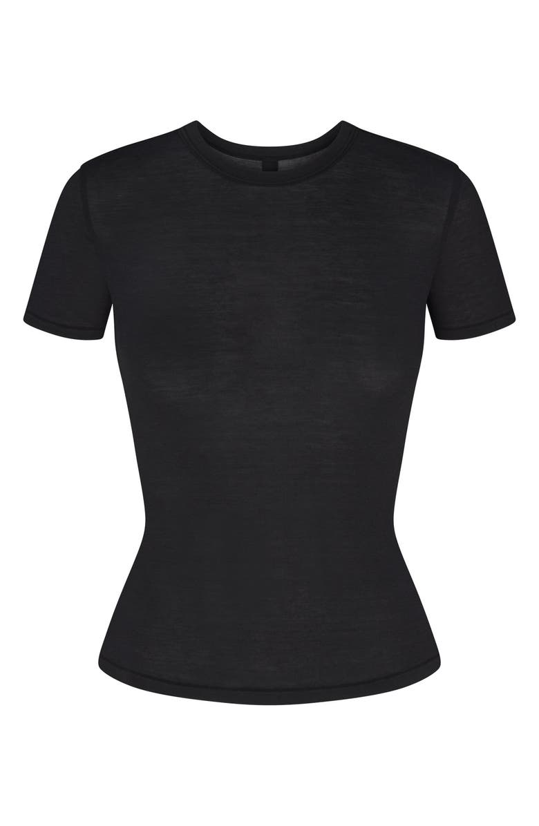 SKIMS Sheer Modal Long T-Shirt, Alternate, color, Onyx