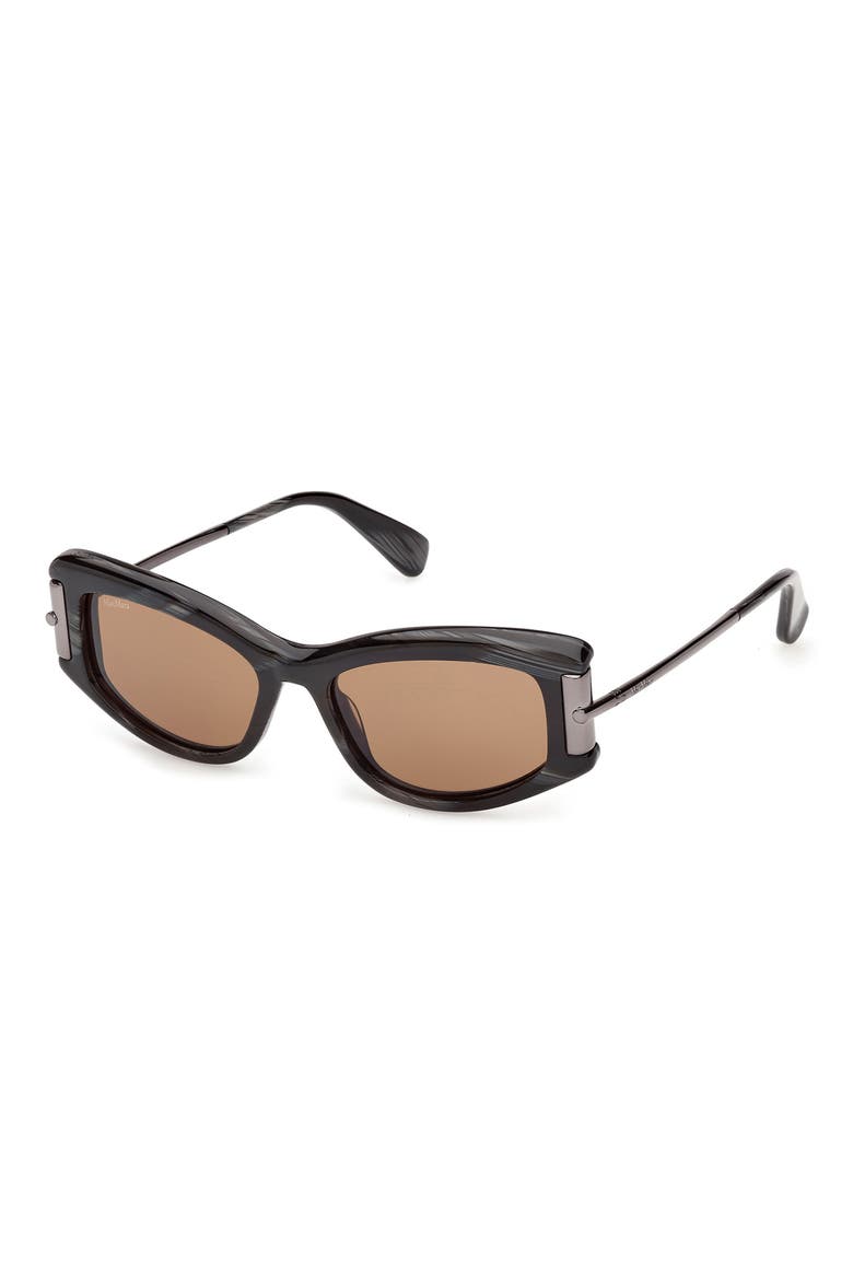 52mm Cat Eye Sunglasses, Alternate, color, BLACK HORN / GUNMETAL / BROWN
