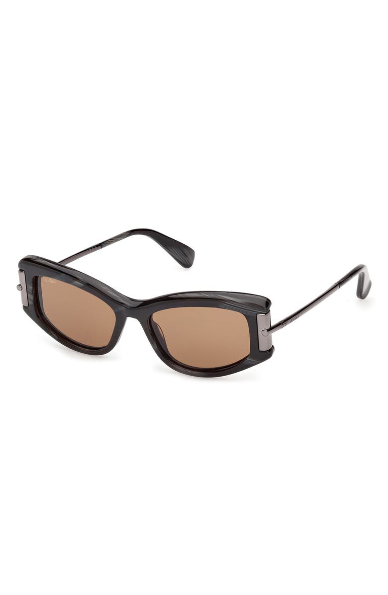 Max Mara 52mm Cat Eye Sunglasses, Alternate, color, Black Horn / Gunmetal / Brown
