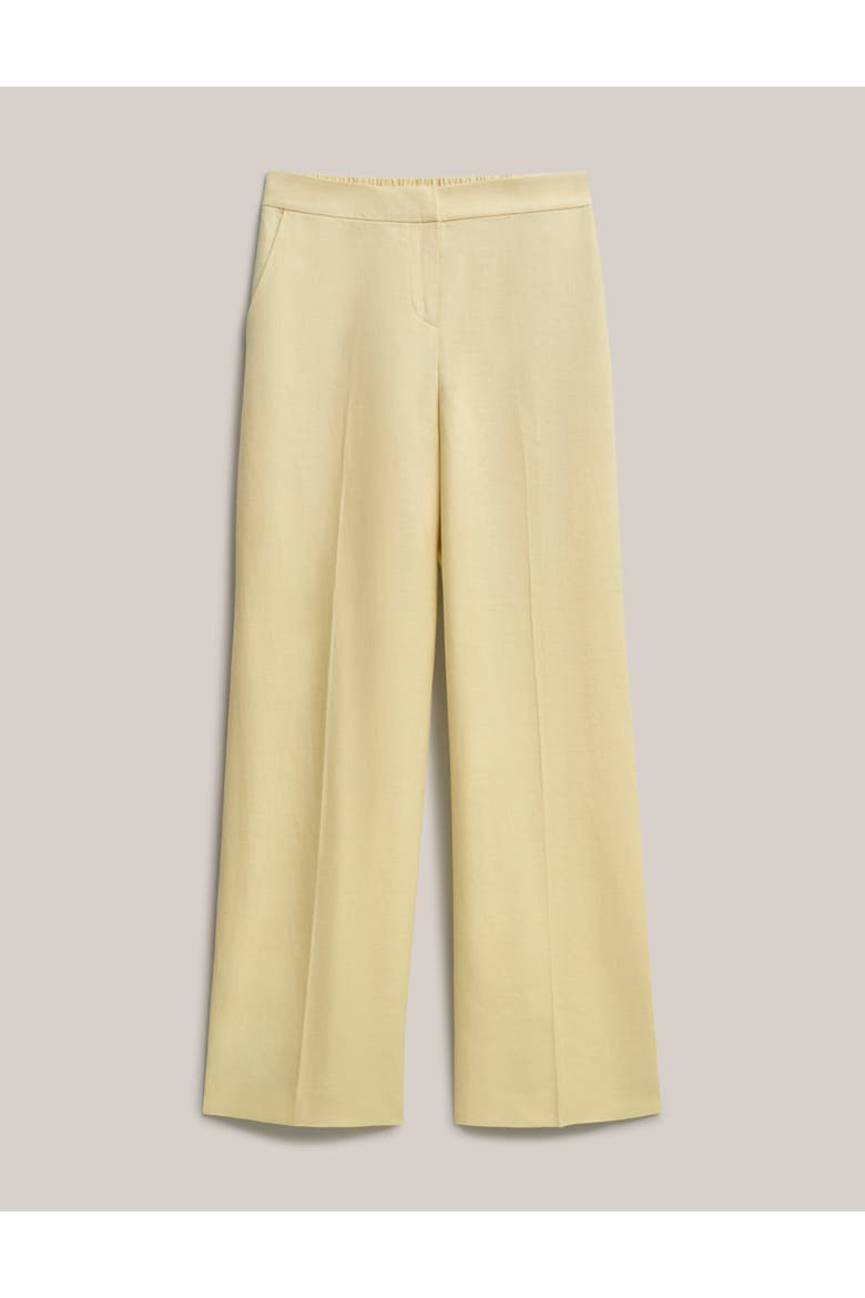 Adalee High-Waist Linen Trousers, Alternate, color, Soft Yellow