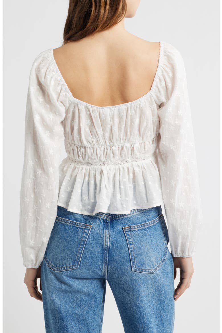 Embroidered Long Sleeve Peplum Top, Alternate, color, WHITE