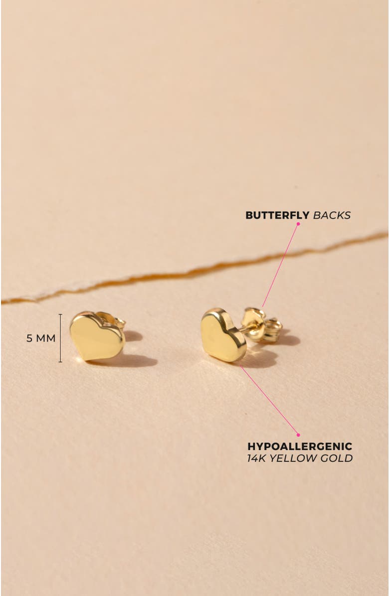 In Season Jewelry 14k TIny Puffed Heart Earrings, Alternate, color, 