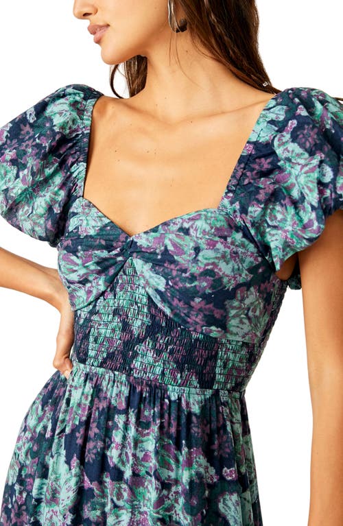 Free People Short Sleeve Sundrenched Dress In Emerald Combo In Emerald Combo