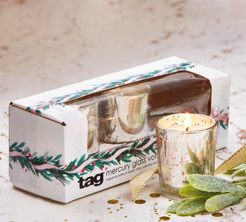 Tag Frosty Mercury Silver Votive Candle Scented Holiday Decor In Multi