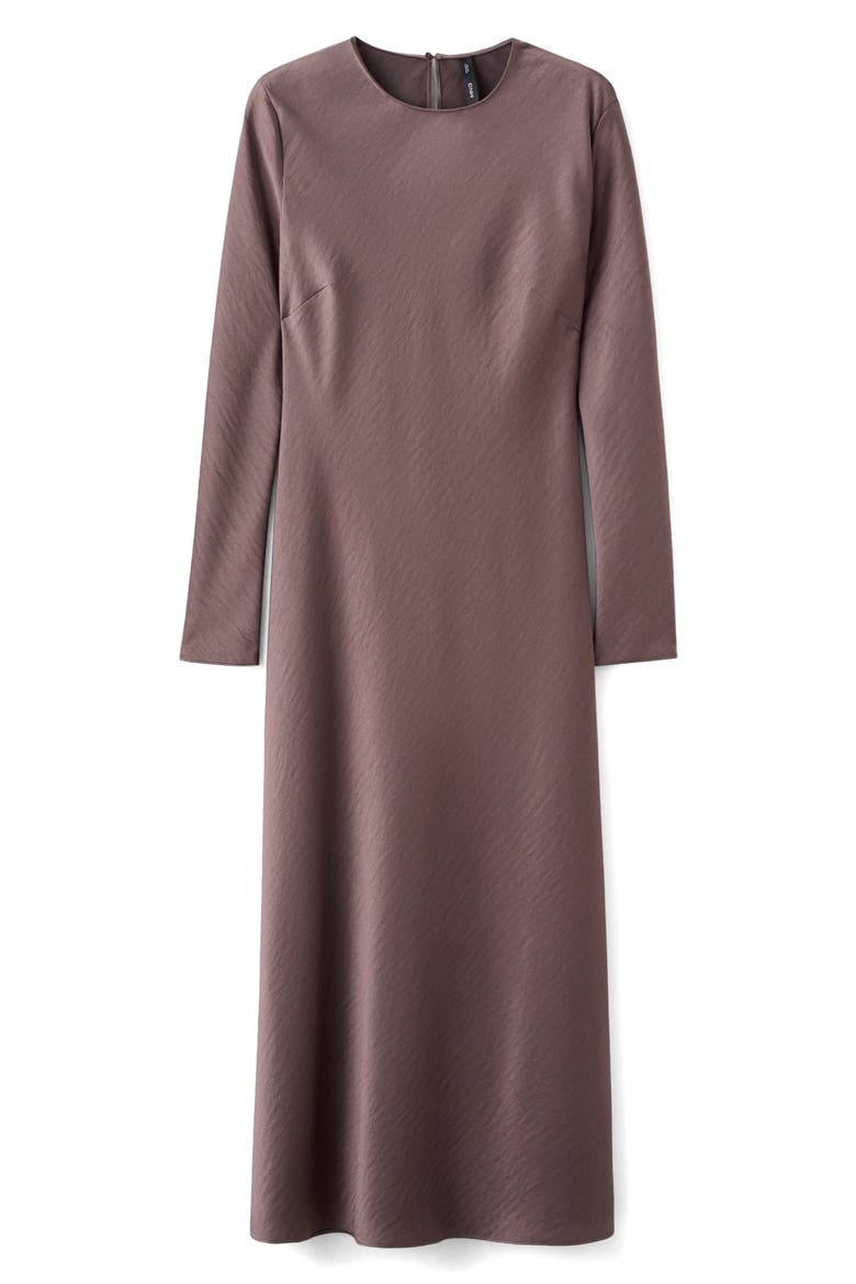 Long Sleeve Textured Satin Midi Dress, Alternate, color, LIGHT/ PASTEL PURPLE