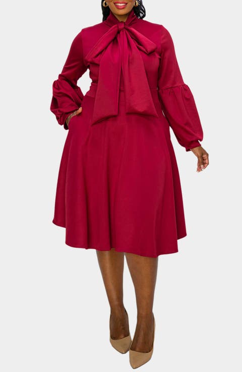 Bekah Long Sleeve Fit & Flare Dress (Plus)