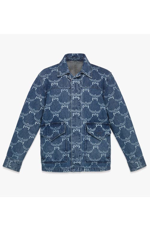 Mcm Lauretos Monogram Denim Jacket In Indigo